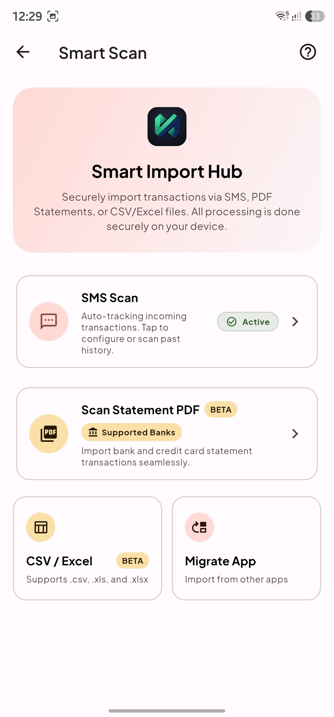 Smart Scan auto transaction detection