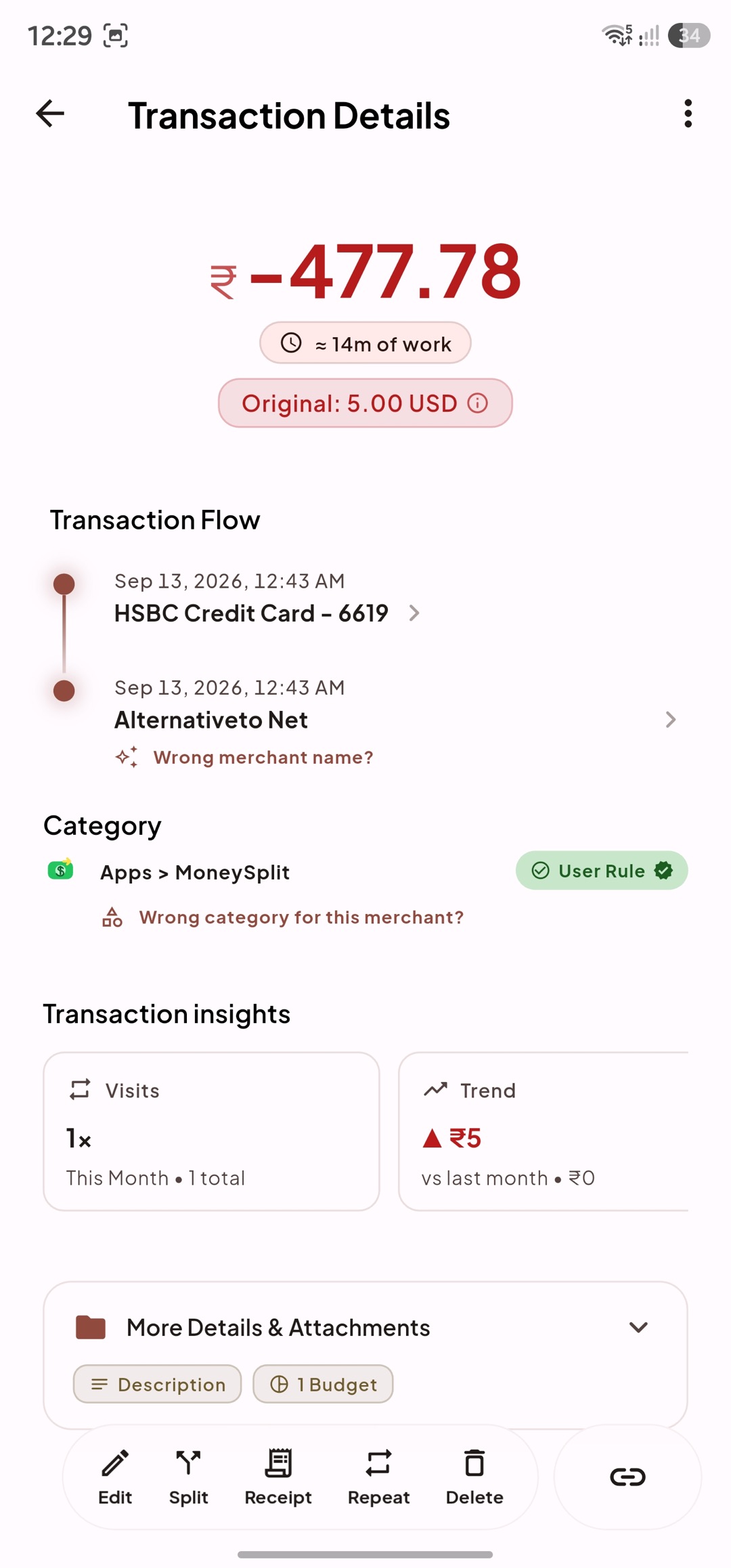 Transaction details